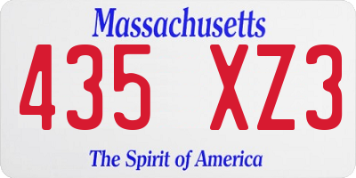 MA license plate 435XZ3