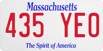 MA license plate 435YE0