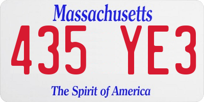 MA license plate 435YE3