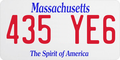 MA license plate 435YE6
