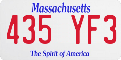 MA license plate 435YF3