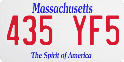MA license plate 435YF5