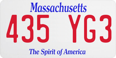 MA license plate 435YG3