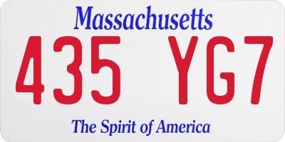 MA license plate 435YG7