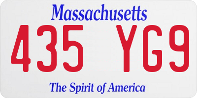 MA license plate 435YG9