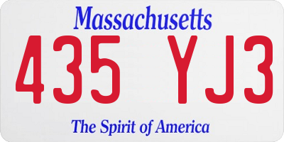 MA license plate 435YJ3