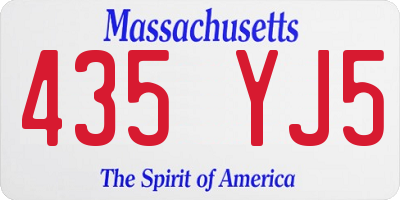 MA license plate 435YJ5