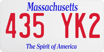 MA license plate 435YK2