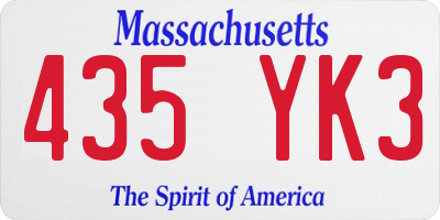 MA license plate 435YK3