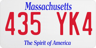 MA license plate 435YK4