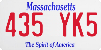 MA license plate 435YK5