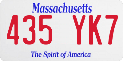 MA license plate 435YK7