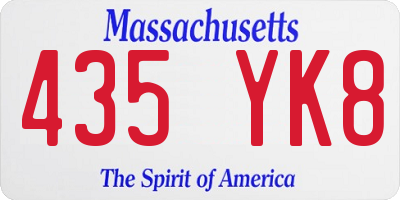 MA license plate 435YK8
