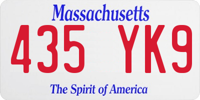 MA license plate 435YK9
