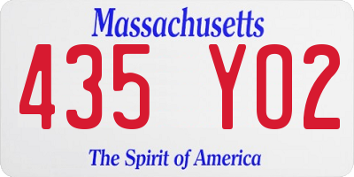 MA license plate 435YO2