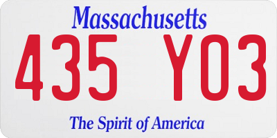 MA license plate 435YO3