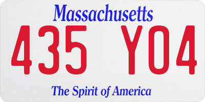 MA license plate 435YO4