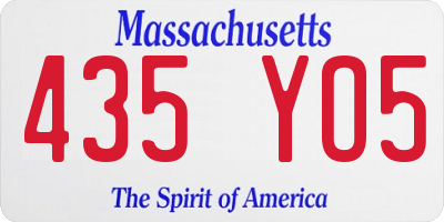 MA license plate 435YO5
