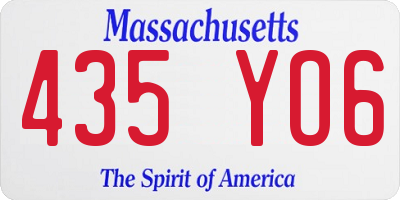 MA license plate 435YO6
