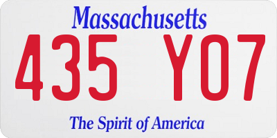 MA license plate 435YO7