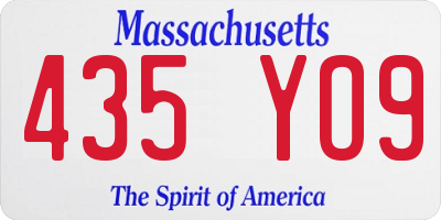 MA license plate 435YO9