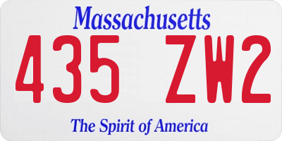 MA license plate 435ZW2