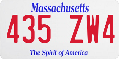 MA license plate 435ZW4
