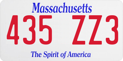 MA license plate 435ZZ3