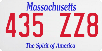 MA license plate 435ZZ8