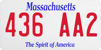 MA license plate 436AA2