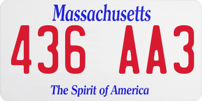 MA license plate 436AA3