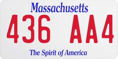 MA license plate 436AA4