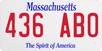 MA license plate 436AB0