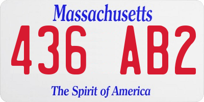 MA license plate 436AB2