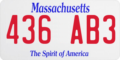 MA license plate 436AB3