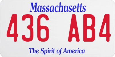 MA license plate 436AB4
