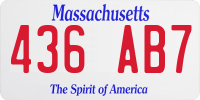 MA license plate 436AB7