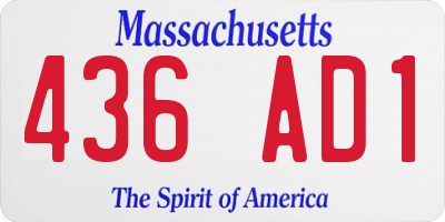 MA license plate 436AD1