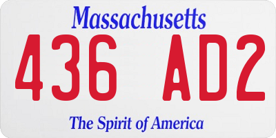MA license plate 436AD2