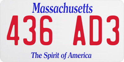 MA license plate 436AD3