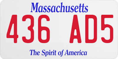 MA license plate 436AD5