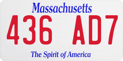 MA license plate 436AD7