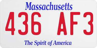 MA license plate 436AF3