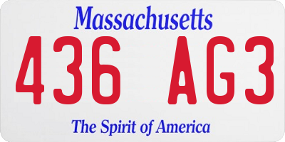 MA license plate 436AG3