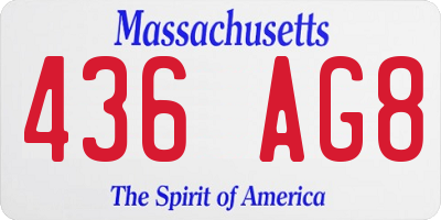MA license plate 436AG8