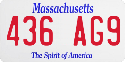 MA license plate 436AG9