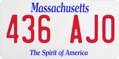 MA license plate 436AJ0