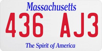 MA license plate 436AJ3