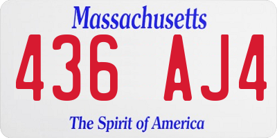 MA license plate 436AJ4