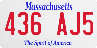 MA license plate 436AJ5